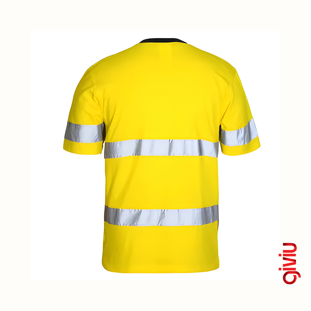 İki Renkli Bisiklet Yaka Reflektörlü T-Shirt