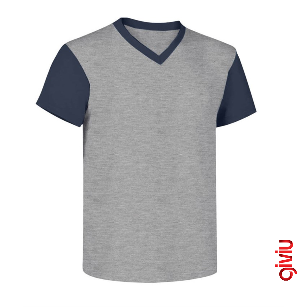 V Yaka 2 Renk T-shirt