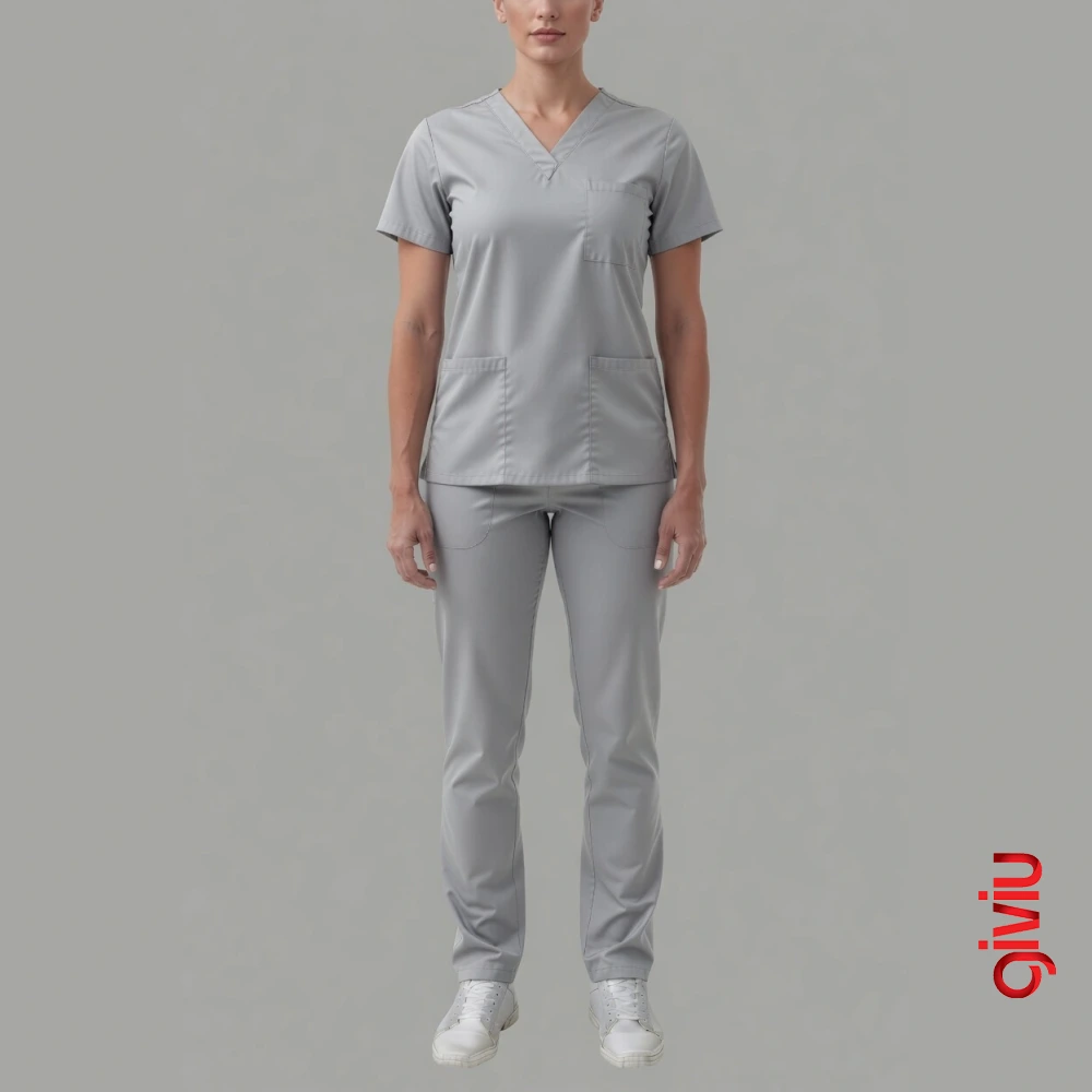 Kadın Scrubs Takım – Açık Gri
