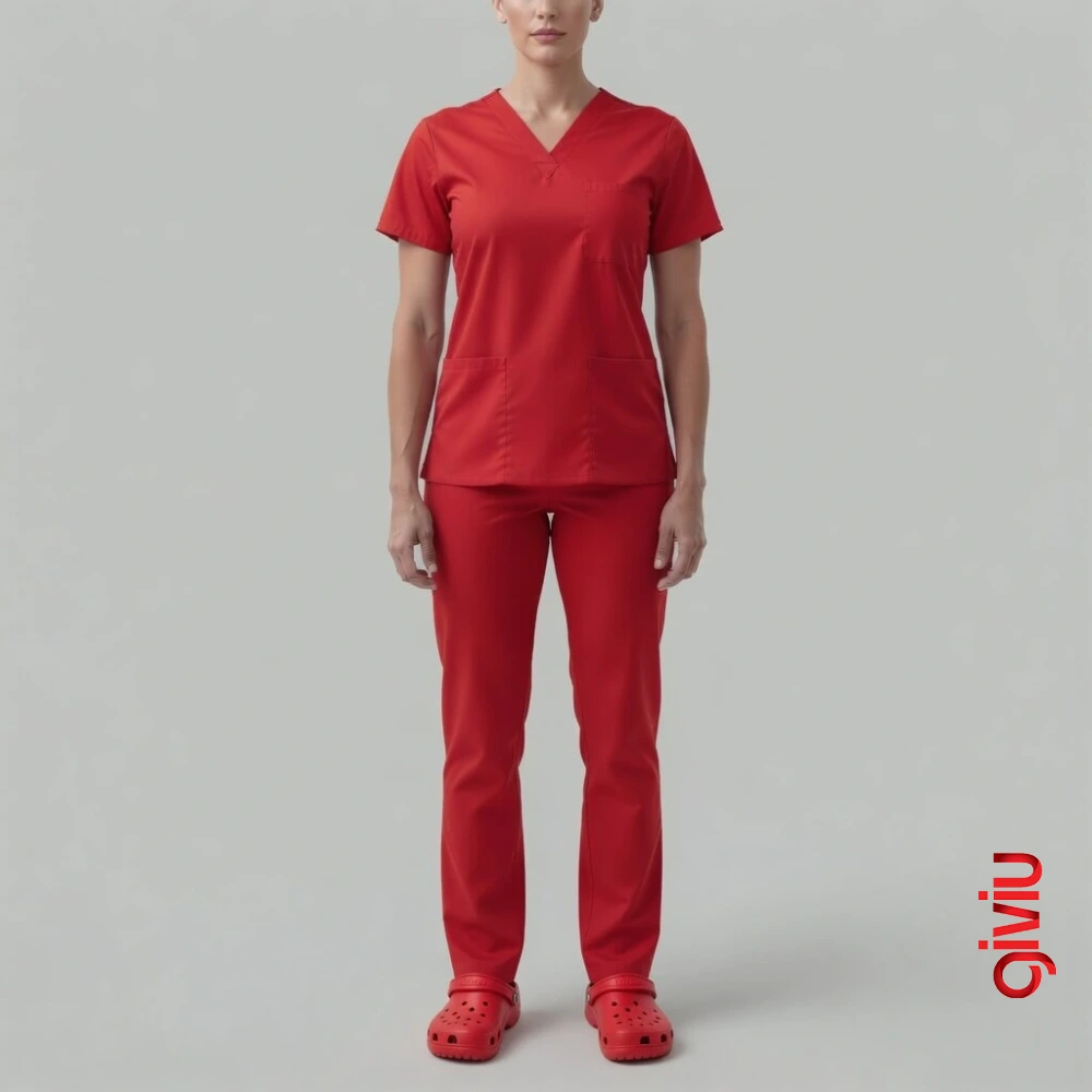 Kadın Scrubs Takım – Kırmızı