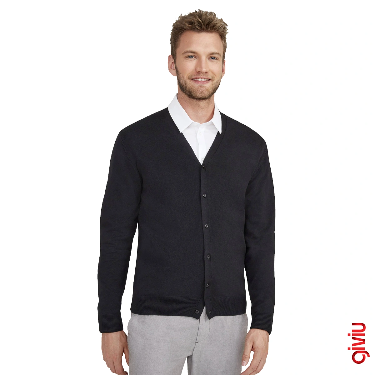 Strickjacke mit V-Ausschnitt und Knopfleiste