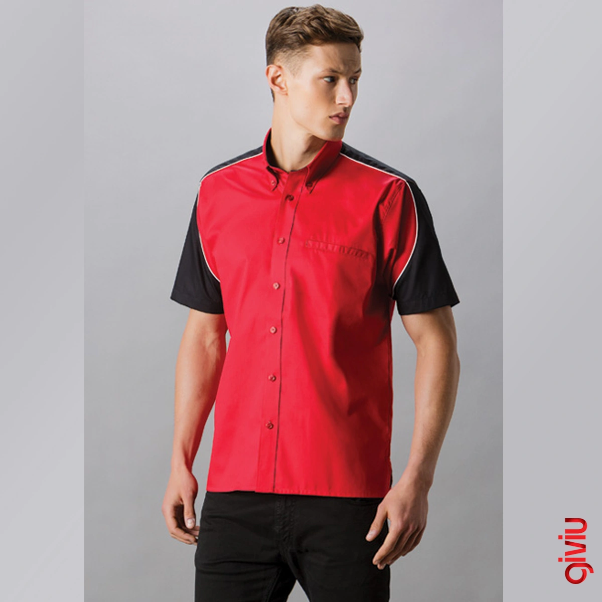 Zweifarbiges Hemd mit Schultermantel