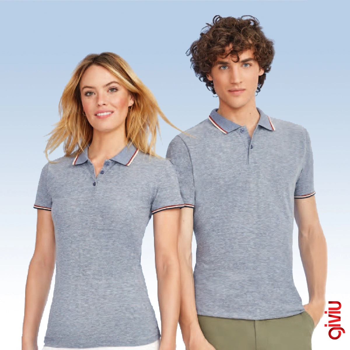 Tshirt mit Polokragen in Melange