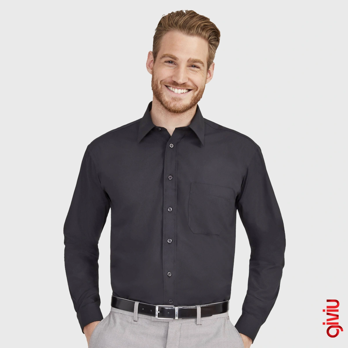 Popeline-Langarmhemd