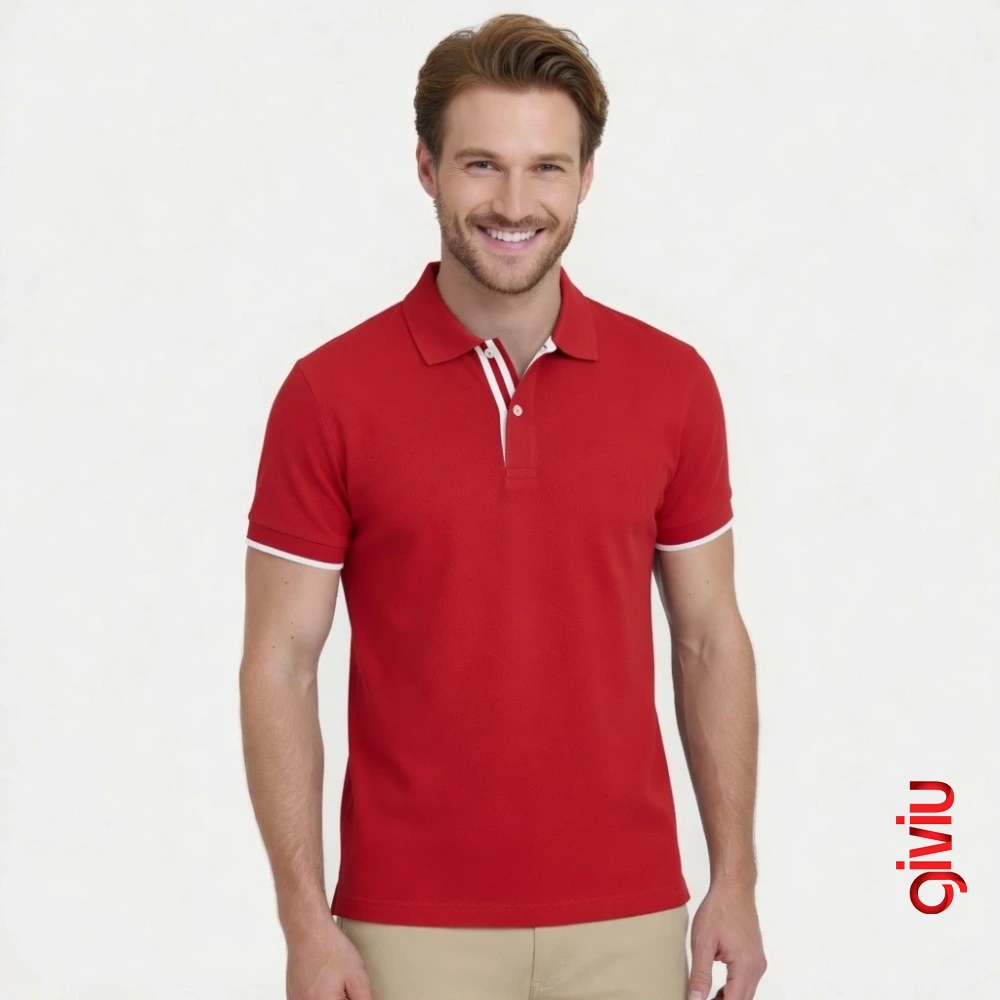 Polo Yaka Patı Desenli Tshirt