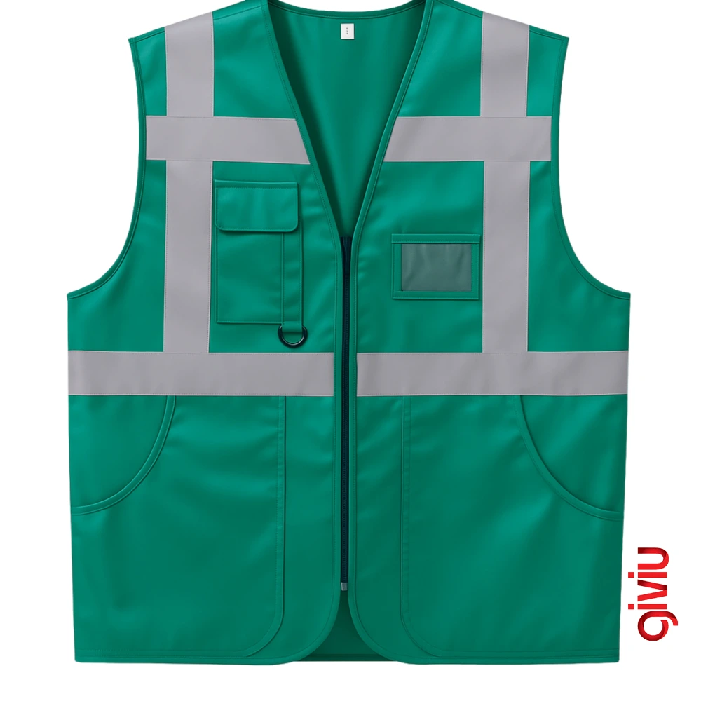 Yeşil Yönetici Mühendis Reflektörlü İkaz Yeleği