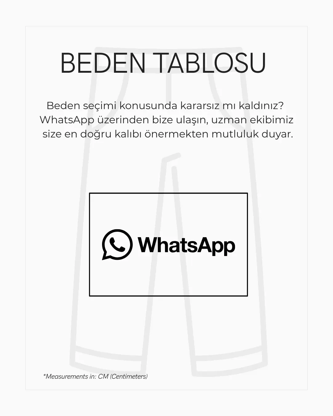 GIVIU Pantolon Beden Tablosu